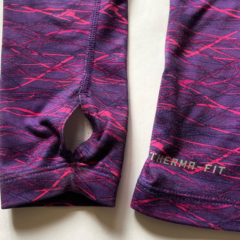 NIKE Womens Small Pullover Therma Fit Athletic Slim Purple 1/4 Zip Thumb Holes - Picture 5 of 9